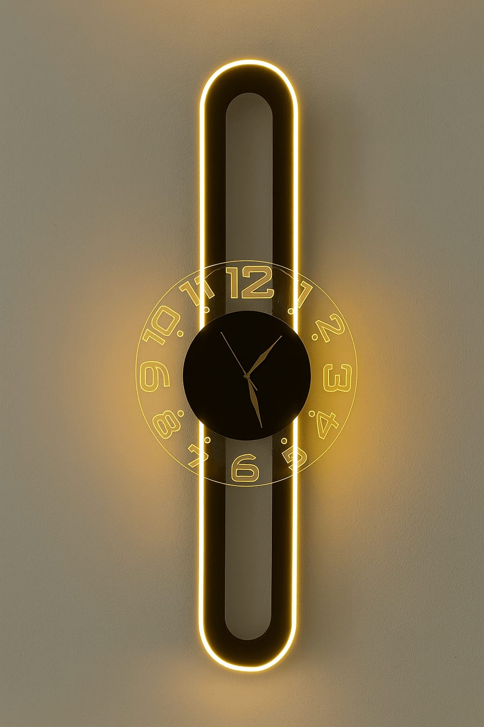 AuraClock 2-in-1 vertical and Horizontal clock Home and Office Wall with neon light ambiance