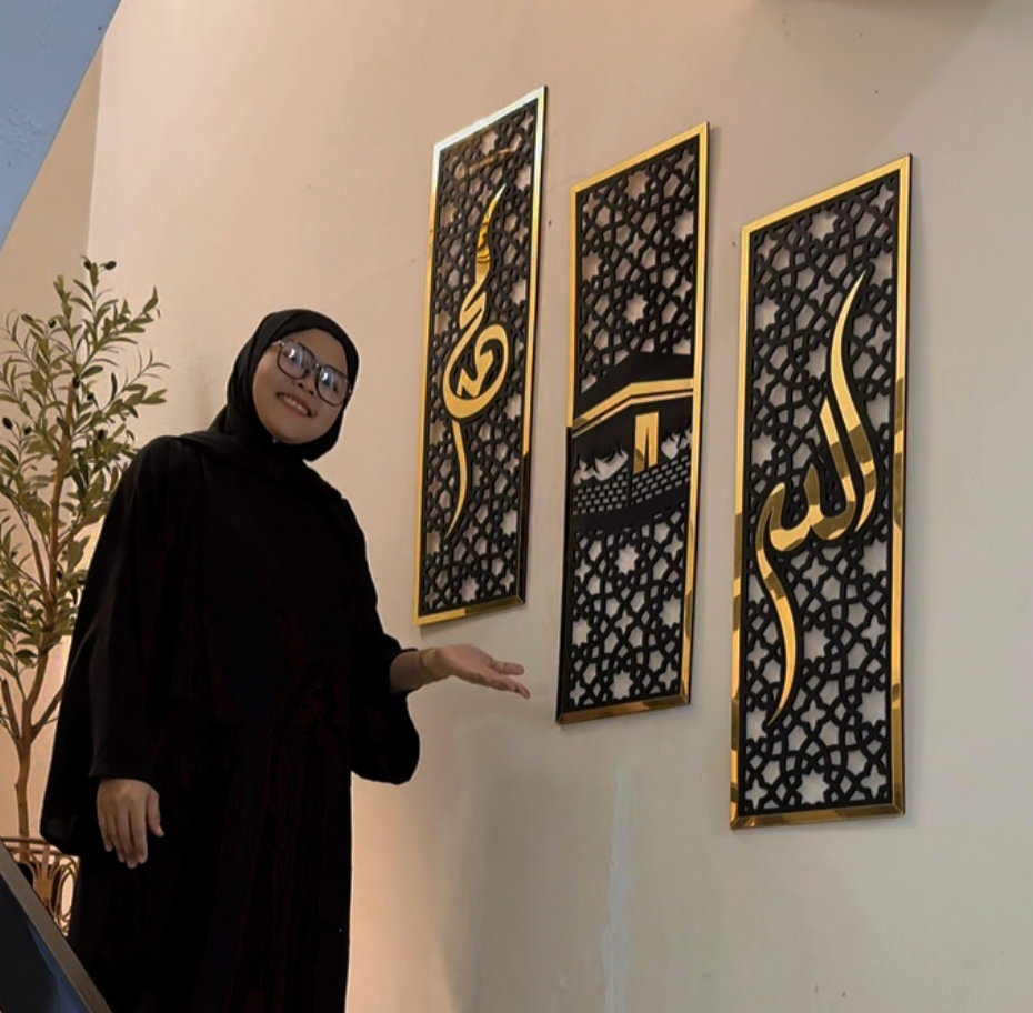 Set of 3 Wall Frames – Allah, Muhammad ﷺ & Kaaba – 24x8
