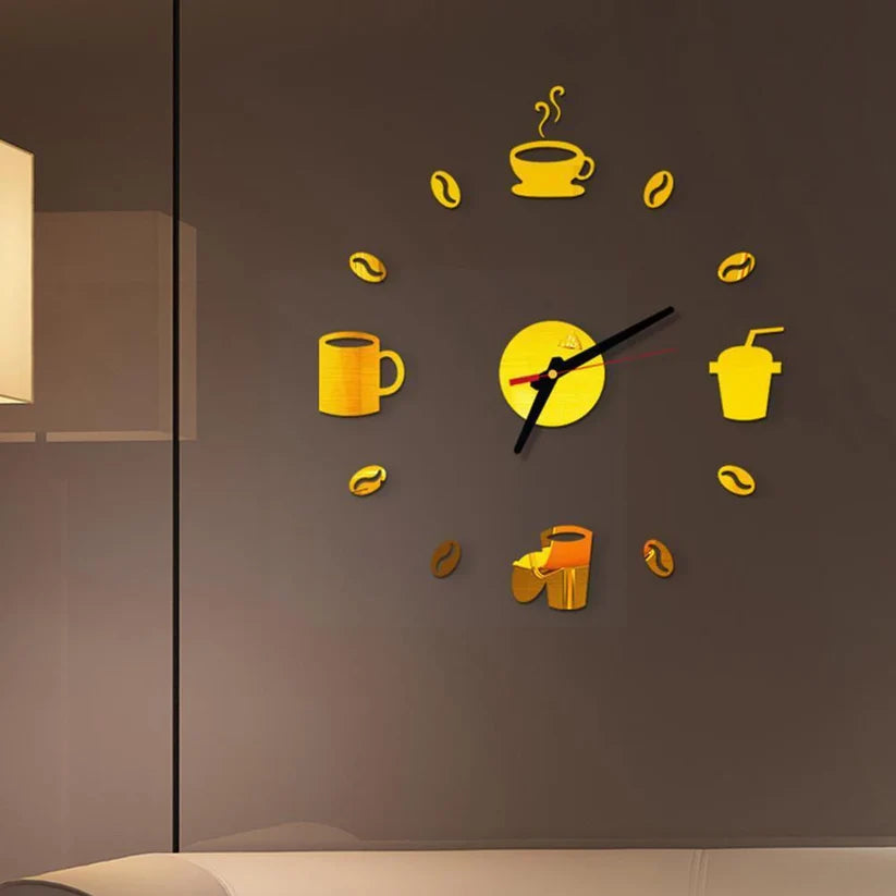 3D Acrylic Cup and Coffee DIY Wall Clock