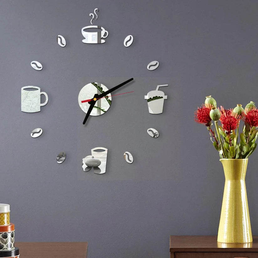 3D Acrylic Cup and Coffee DIY Wall Clock