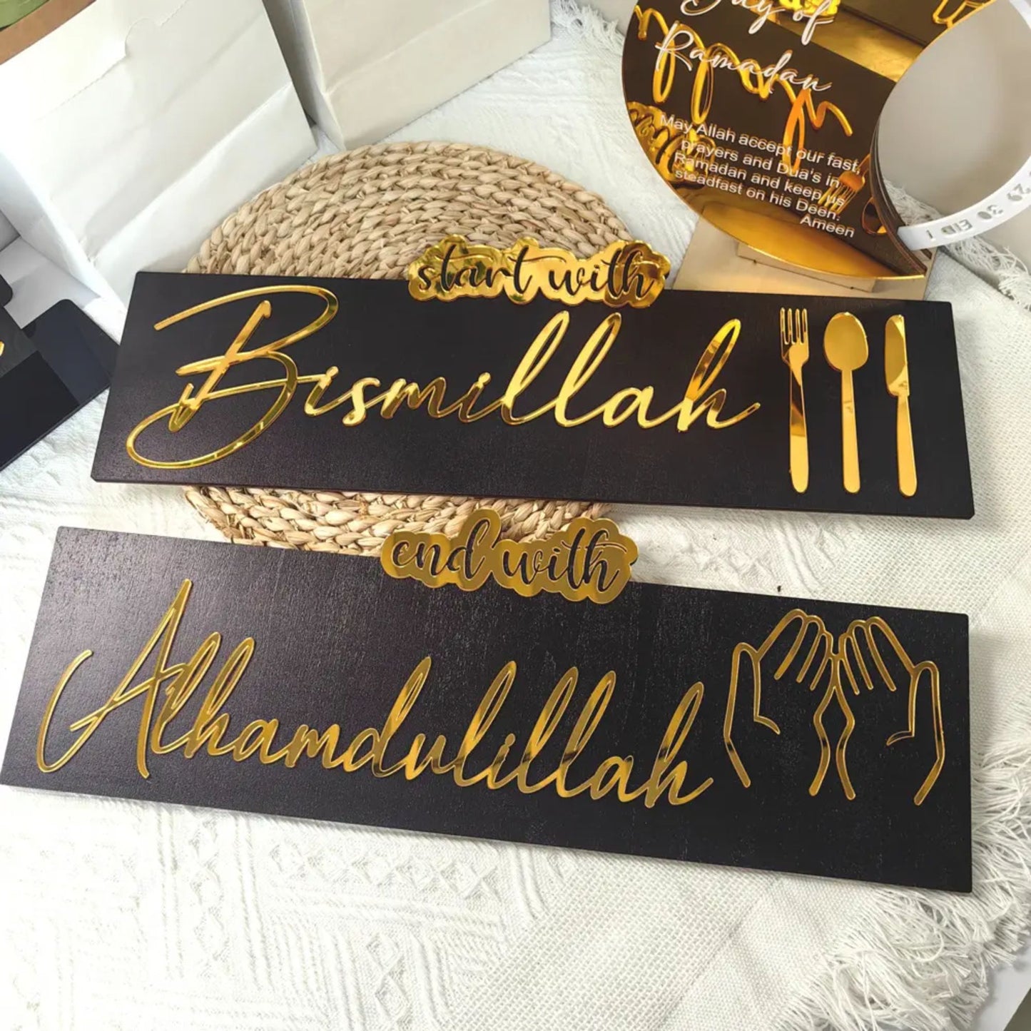 Bismillah & Alhamdulillah Wall Art – 2 FRAME Acrylic 16x12