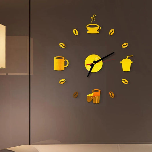 3D Acrylic Cup and Coffee DIY Wall Clock