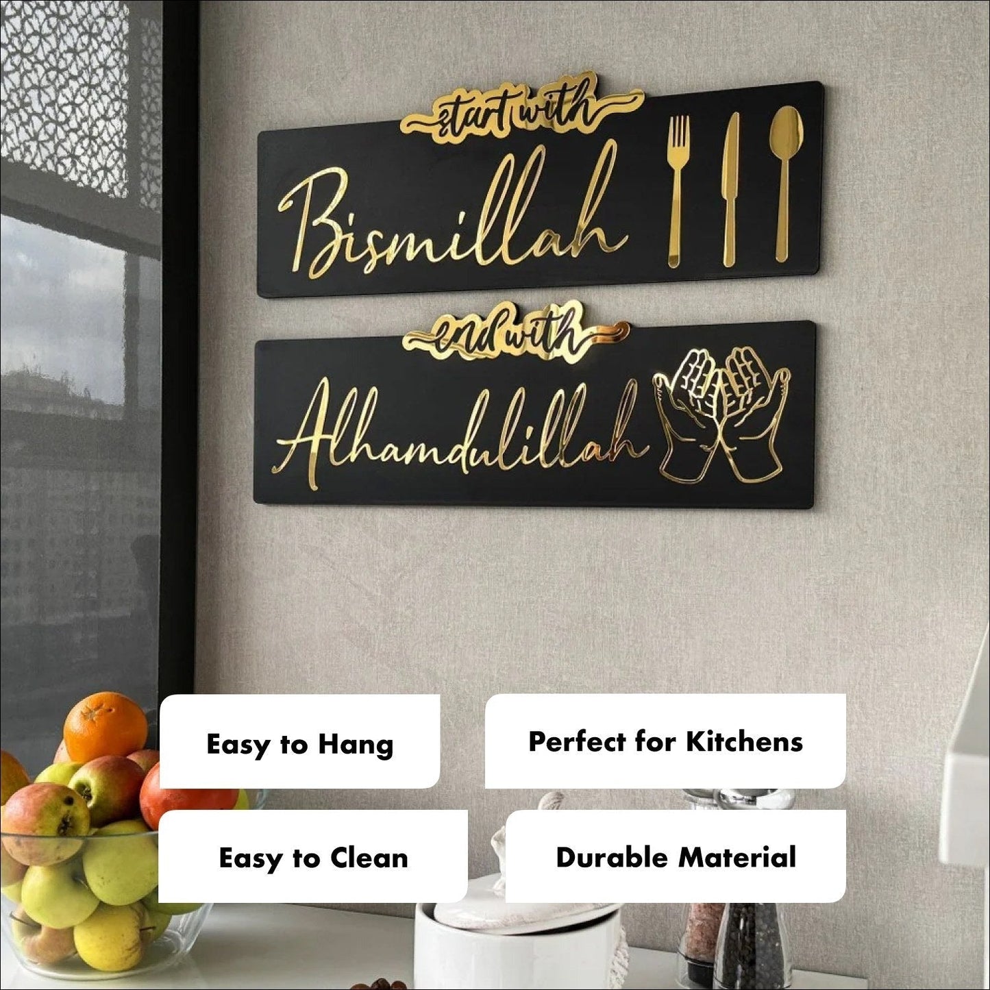 Bismillah & Alhamdulillah Wall Art – 2 FRAME Acrylic 16x12