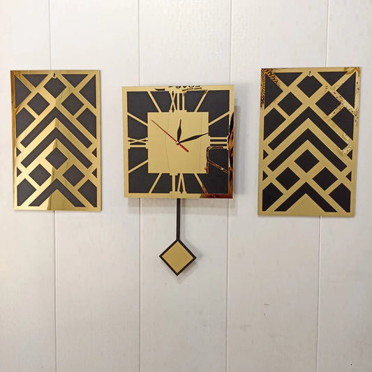 Golden pendulum Clock with Frames